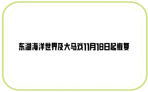 东湖海洋世界及大马戏11月18日起恢复开放