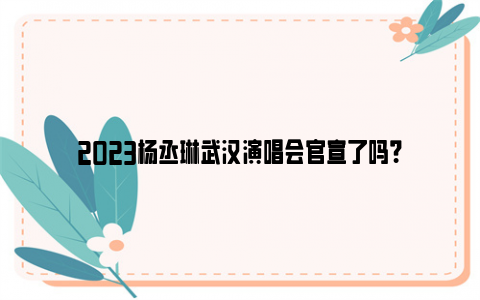 2023杨丞琳武汉演唱会官宣了吗？