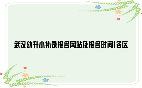 武汉幼升小补录报名网站及报名时间（各区）