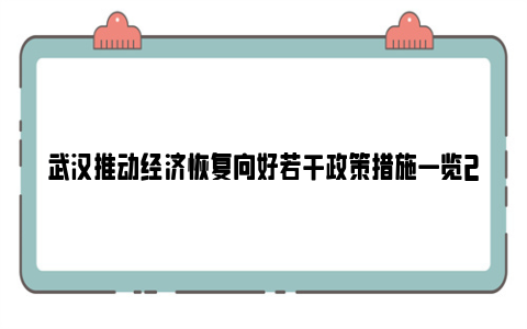 武汉推动经济恢复向好若干政策措施一览2023