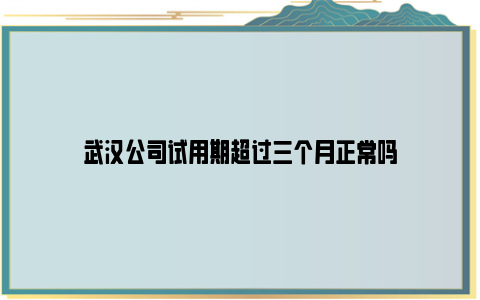 武汉公司试用期超过三个月正常吗
