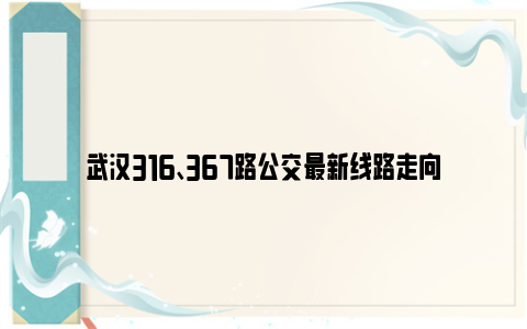 武汉316、367路公交最新线路走向