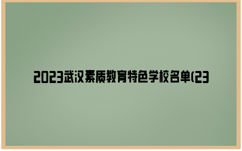 2023武汉素质教育特色学校名单(23所)