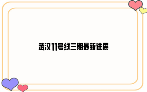 武汉11号线三期最新进展