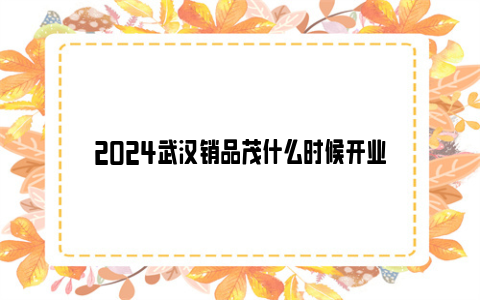 2024武汉销品茂什么时候开业