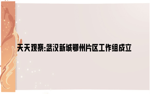 天天观察：武汉新城鄂州片区工作组成立 协同推进各项建设工作
