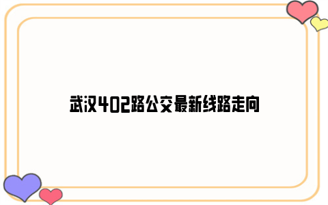 武汉402路公交最新线路走向