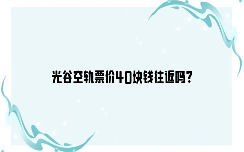光谷空轨票价40块钱往返吗？