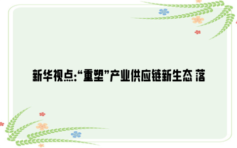 新华视点：“重塑”产业供应链新生态 落户车谷的三大供应链平台年营收近300亿元