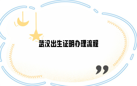 武汉出生证明办理流程