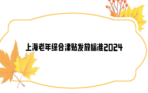 上海老年综合津贴发放标准2024