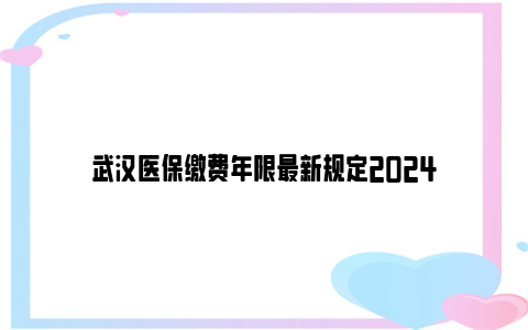 武汉医保缴费年限最新规定2024