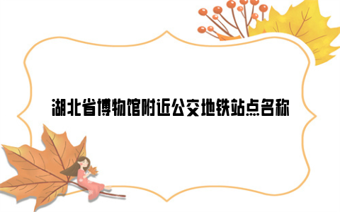 湖北省博物馆附近公交地铁站点名称