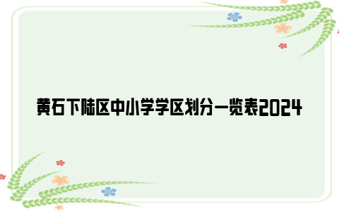 黄石下陆区中小学学区划分一览表2024