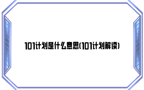 101计划是什么意思(101计划解读)