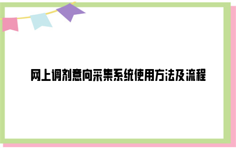 网上调剂意向采集系统使用方法及流程