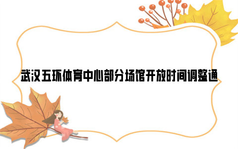 武汉五环体育中心部分场馆开放时间调整通知2024