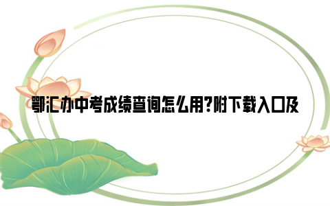鄂汇办中考成绩查询怎么用?附下载入口及查询步骤