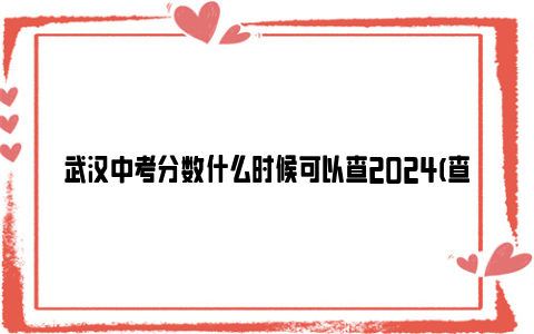 武汉中考分数什么时候可以查2024(查分渠道)