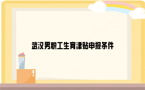 武汉男职工生育津贴申报条件