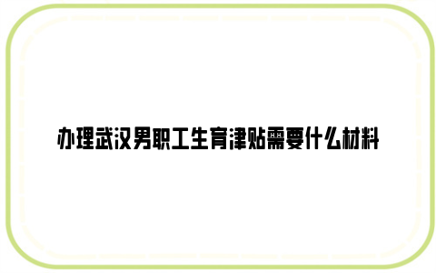 办理武汉男职工生育津贴需要什么材料
