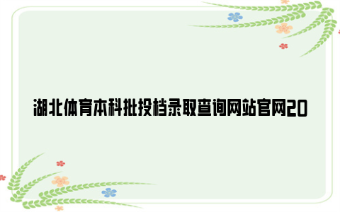 湖北体育本科批投档录取查询网站官网2024