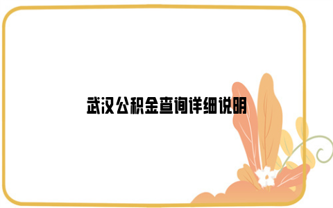 武汉公积金查询详细说明