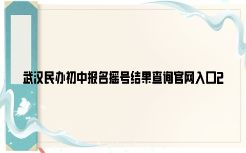 武汉民办初中报名摇号结果查询官网入口2024