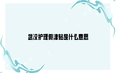 武汉护理假津贴是什么意思