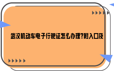 武汉机动车电子行驶证怎么办理？附入口及流程图