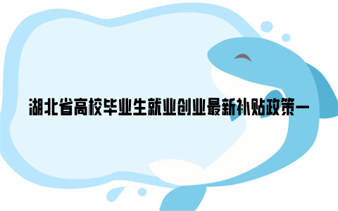 湖北省高校毕业生就业创业最新补贴政策一览2024