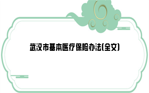 武汉市基本医疗保险办法（全文）