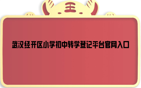 武汉经开区小学初中转学登记平台官网入口及流程2024年秋季