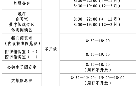 北海图书馆2024冬季开放时间