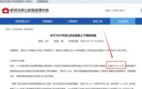 2025武汉公积金基数上限多少